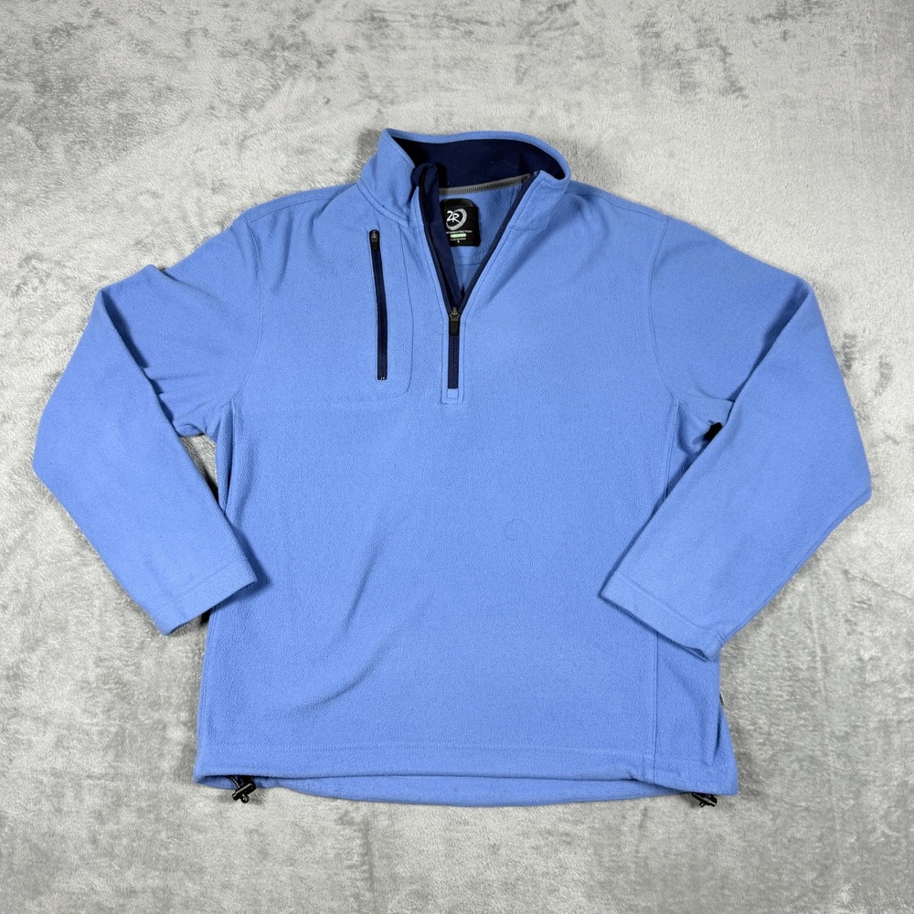 Zero Restriction Mens Small Fleece Quarter Zip Pullover Blue Tour Series Pocket